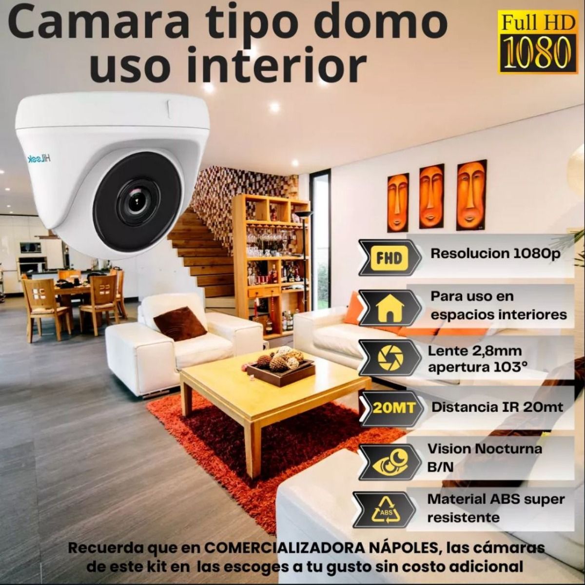 Kit de Seguridad Hilook Cámara THC-T120-PC + Accesorios