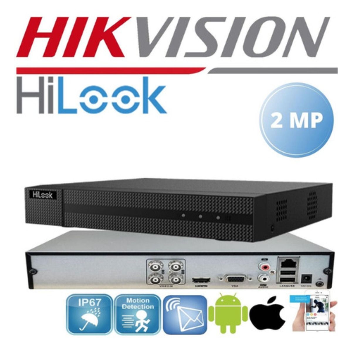 Dvr Hilook Hikvision 4ch Canales 2mp 1080p Metálico Full Hd