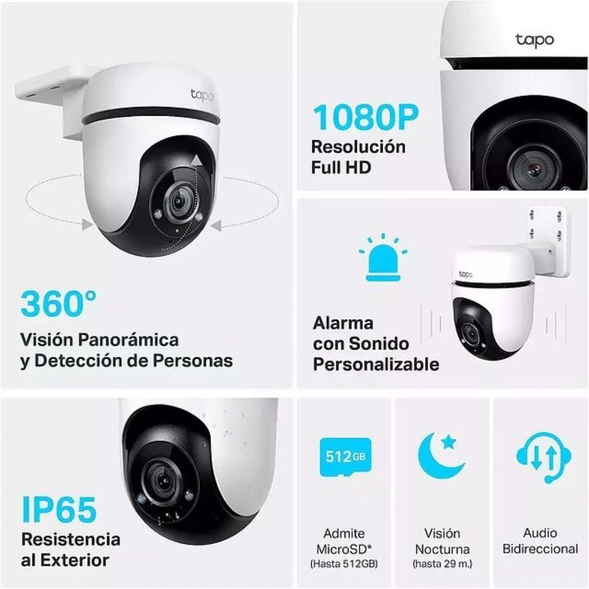 Combo Cámara de Seguridad Wifi 2mp Tp Link Exterior Tapo C500 + Micro Sd 64GB Western Digital