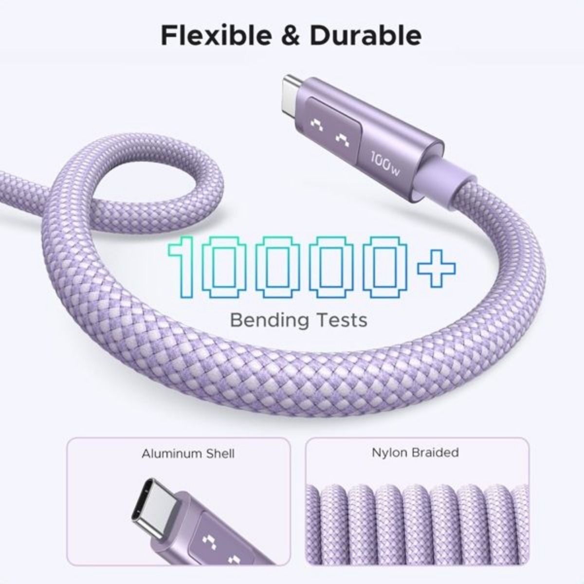Cable Ugreen USB-C a USB-C 100W con Pantalla LED 1M Púrpura