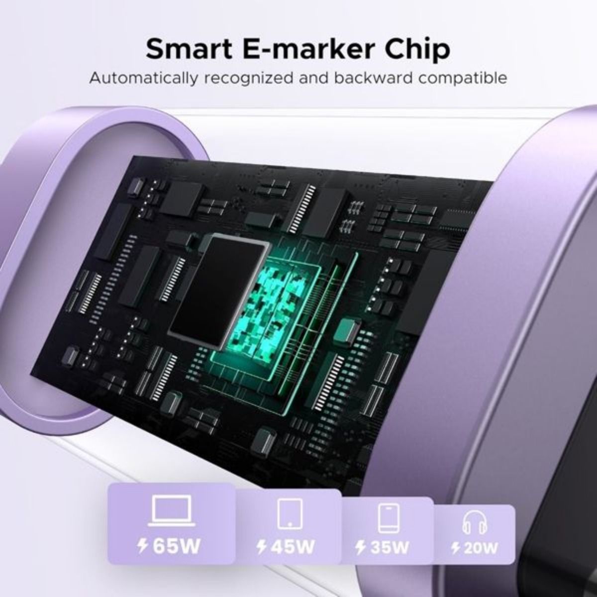 Cable Ugreen USB-C a USB-C 100W con Pantalla LED 1M Púrpura