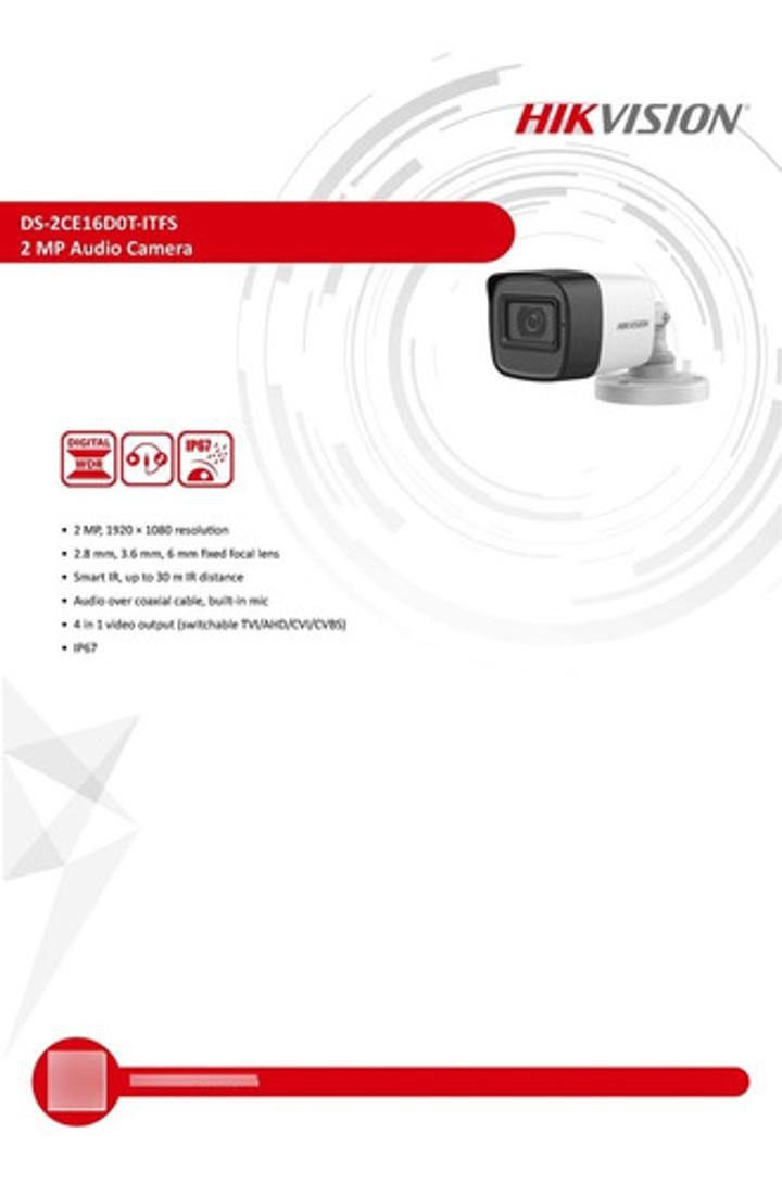 Cámara de Seguridad Hikvision Bala 2mp 2CE16D0T Exterior