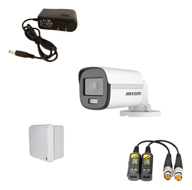 Combo Hikvision Cámara+video Balum+fuente Adapt+caja De Paso