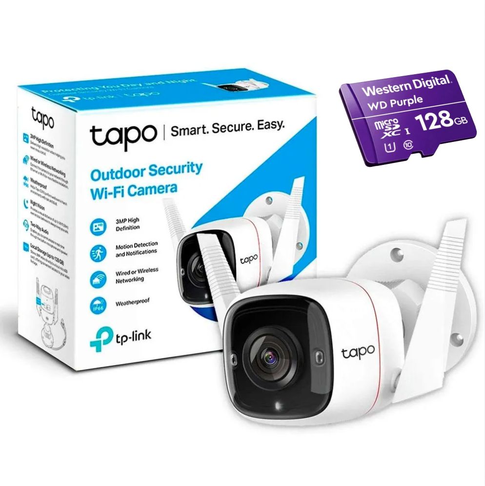 Combo Cámara de Seguridad Tp Link Tapo C310 + MicroSD 128GB Western Digital