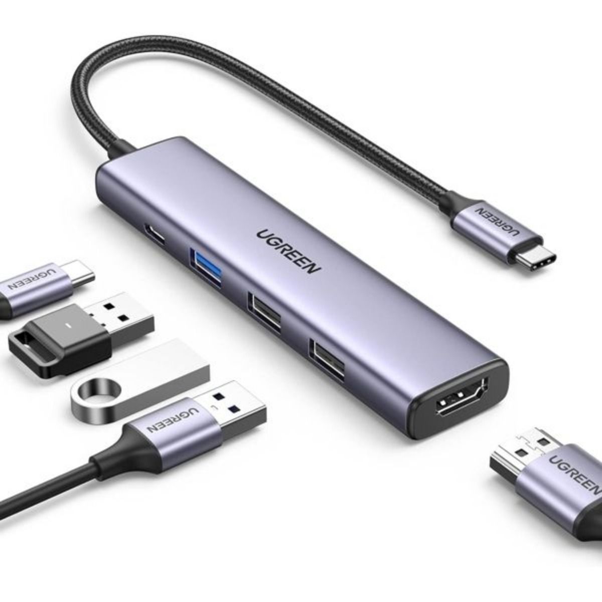 Adaptador HUB USB-C 5 Puertos UGREEN Multipuerto Aluminio