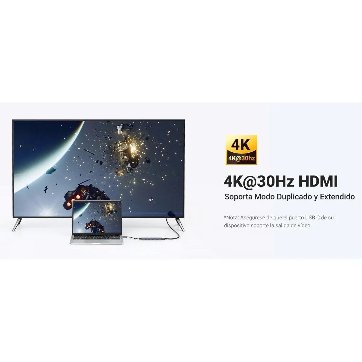 Adaptador HUB USB-C 5 Puertos UGREEN Multipuerto Aluminio