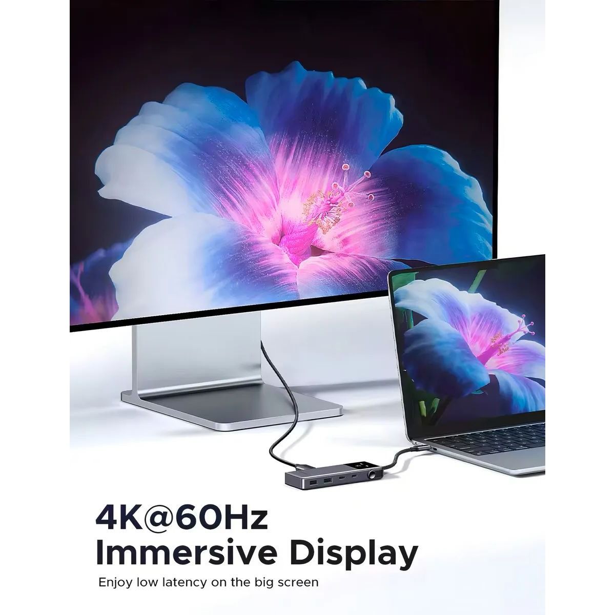 Hub UGREEN USB-C 6 Puertos 4K 60HZ HDMI 100W 10 Gbps Pantalla Led