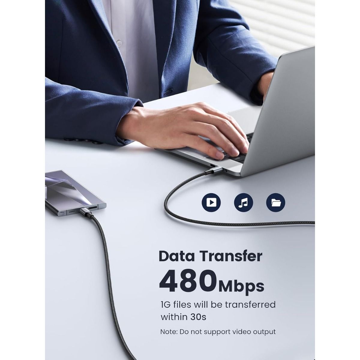 Cable UGREEN USB-C a USB-C 100W Carga Rápida 2m | US316